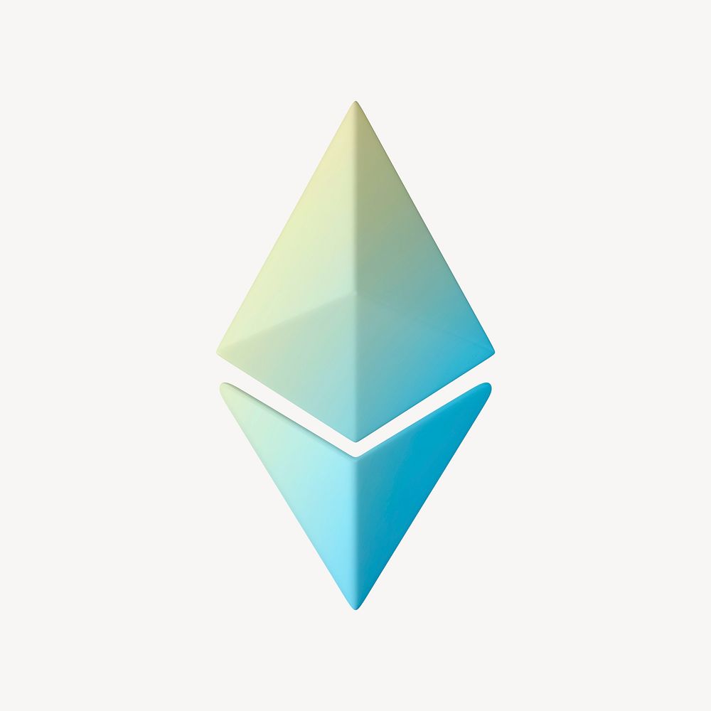 Ethereum blockchain 3D, gradient icon sticker psd