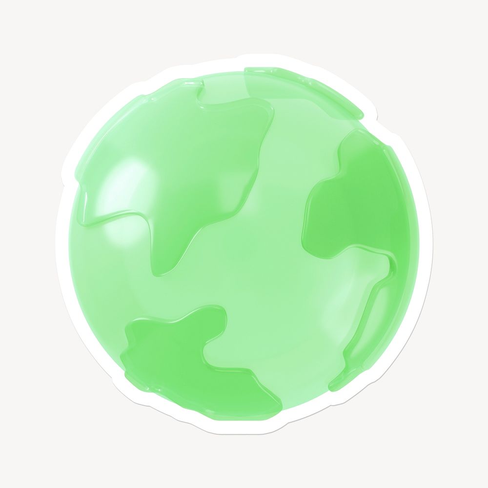 Globe, environment icon sticker with white border