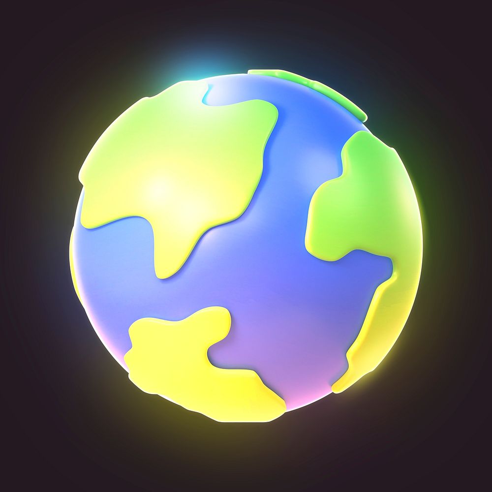 Globe, environment 3D icon sticker psd