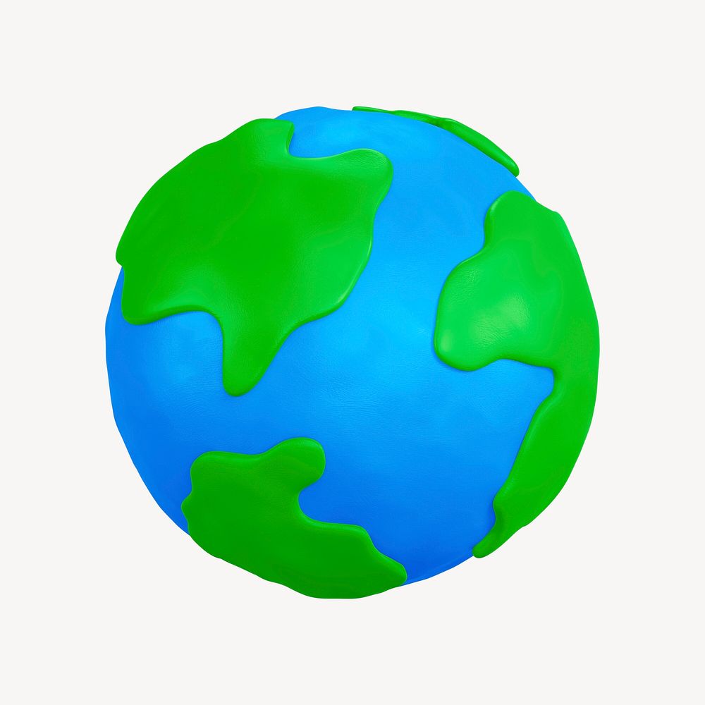 Clay globe, environment icon, 3D rendering illustration