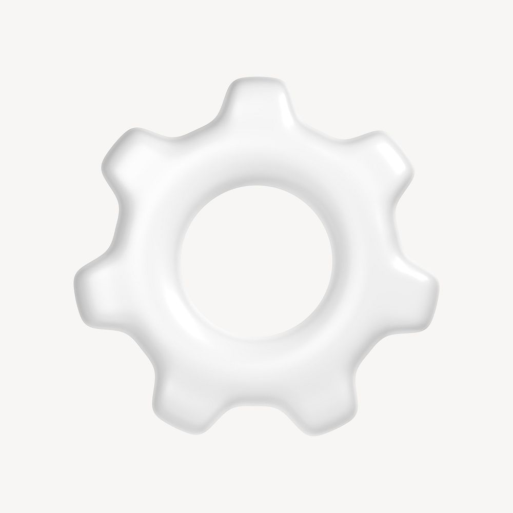 White cog, setting 3D icon sticker psd