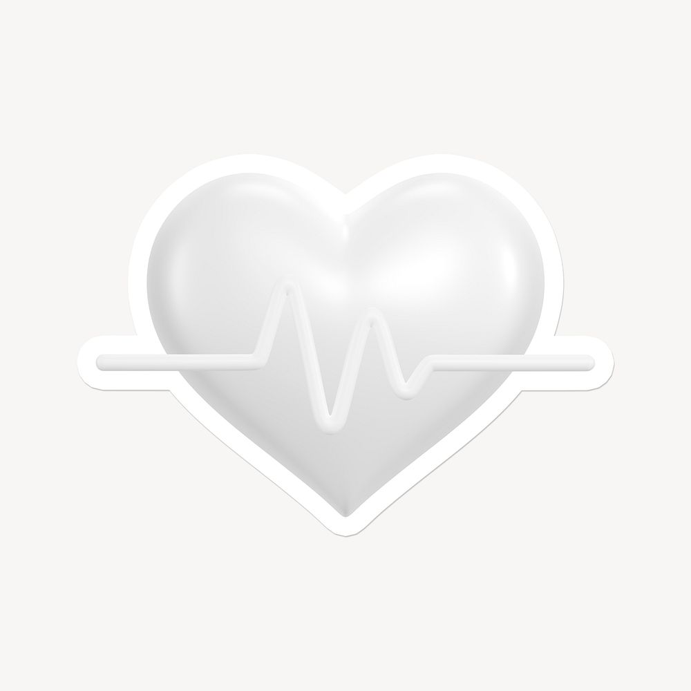 Heartbeat, health icon sticker with white border