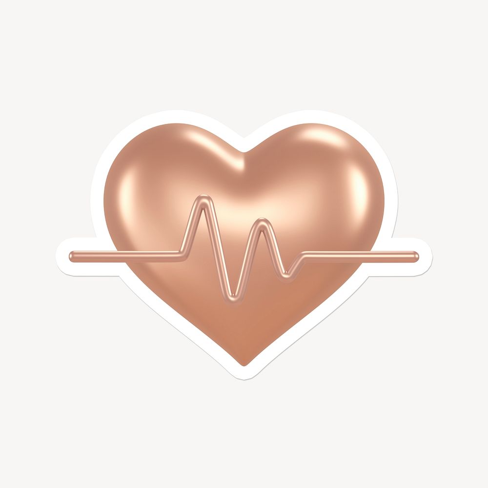 Heart, pink health icon sticker with white border