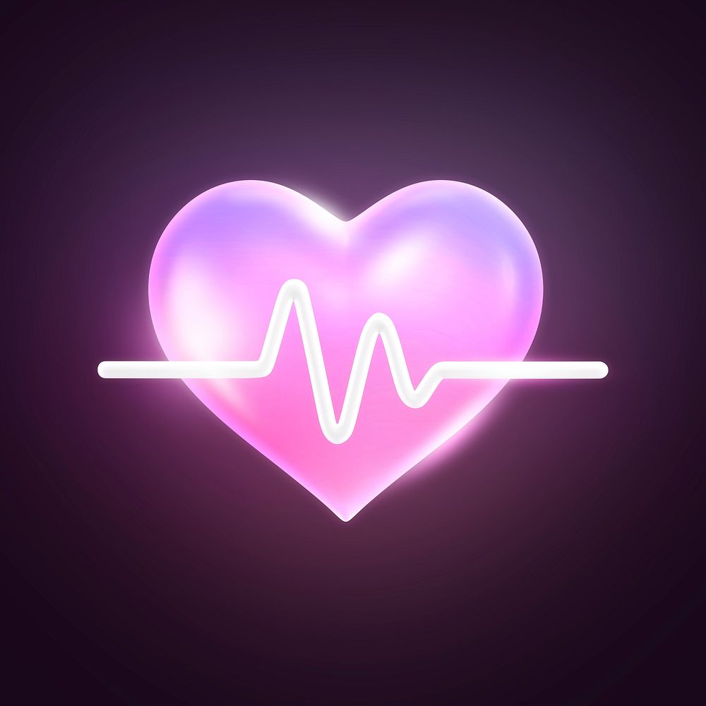 Heartbeat, health icon, 3D rendering illustration