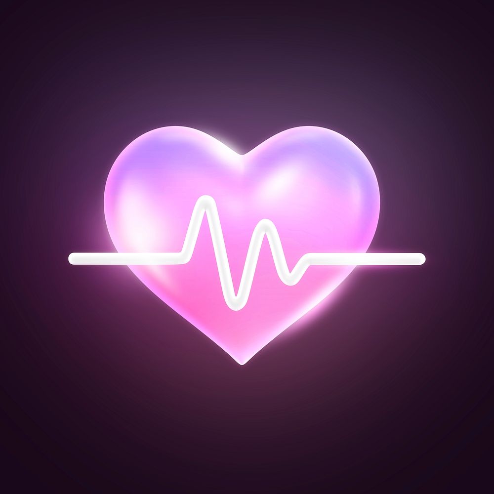 Heart, colorful health 3D icon sticker psd