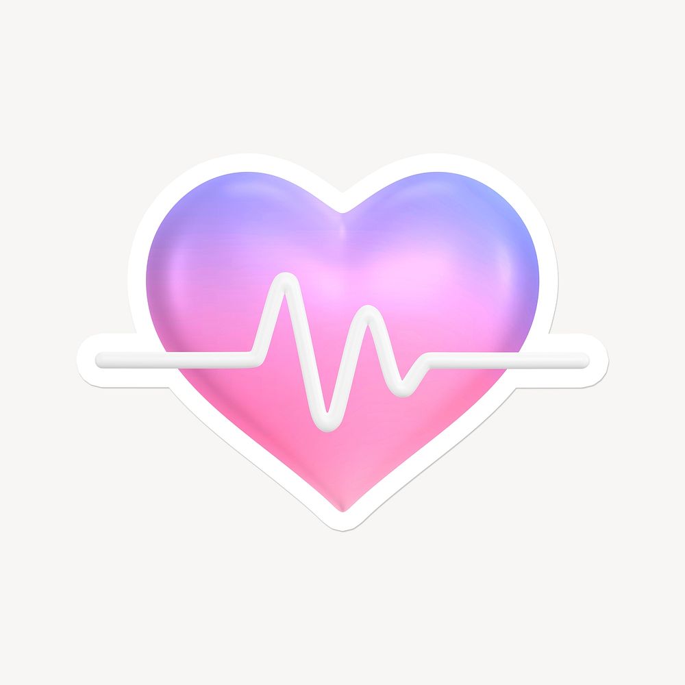 Heart, health icon sticker with white border