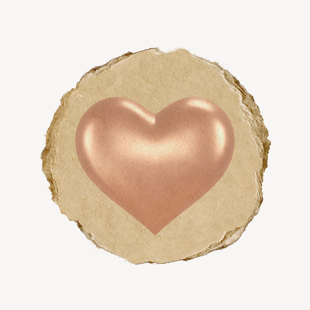 Heart, health icon sticker, ripped paper badge psd