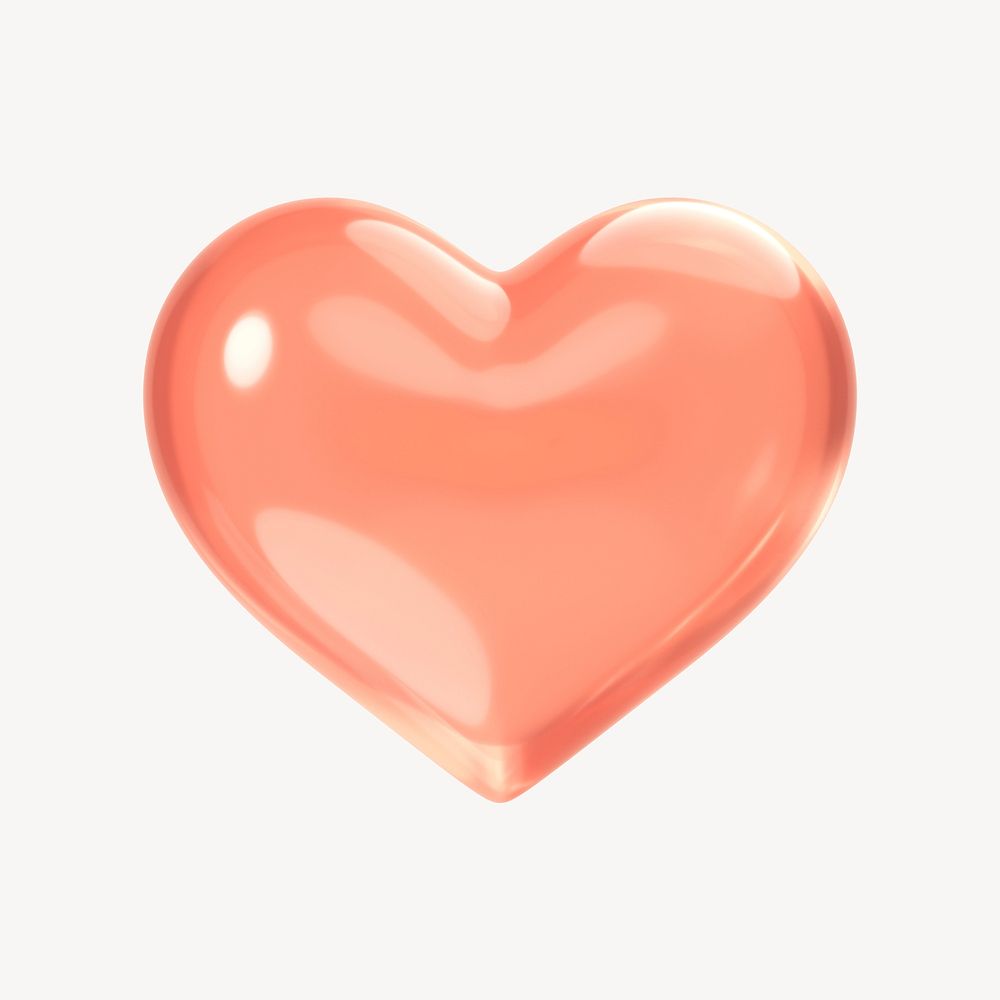 Heart, glossy love 3D icon sticker psd