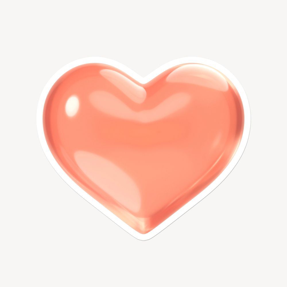 Glossy heart, health icon sticker with white border