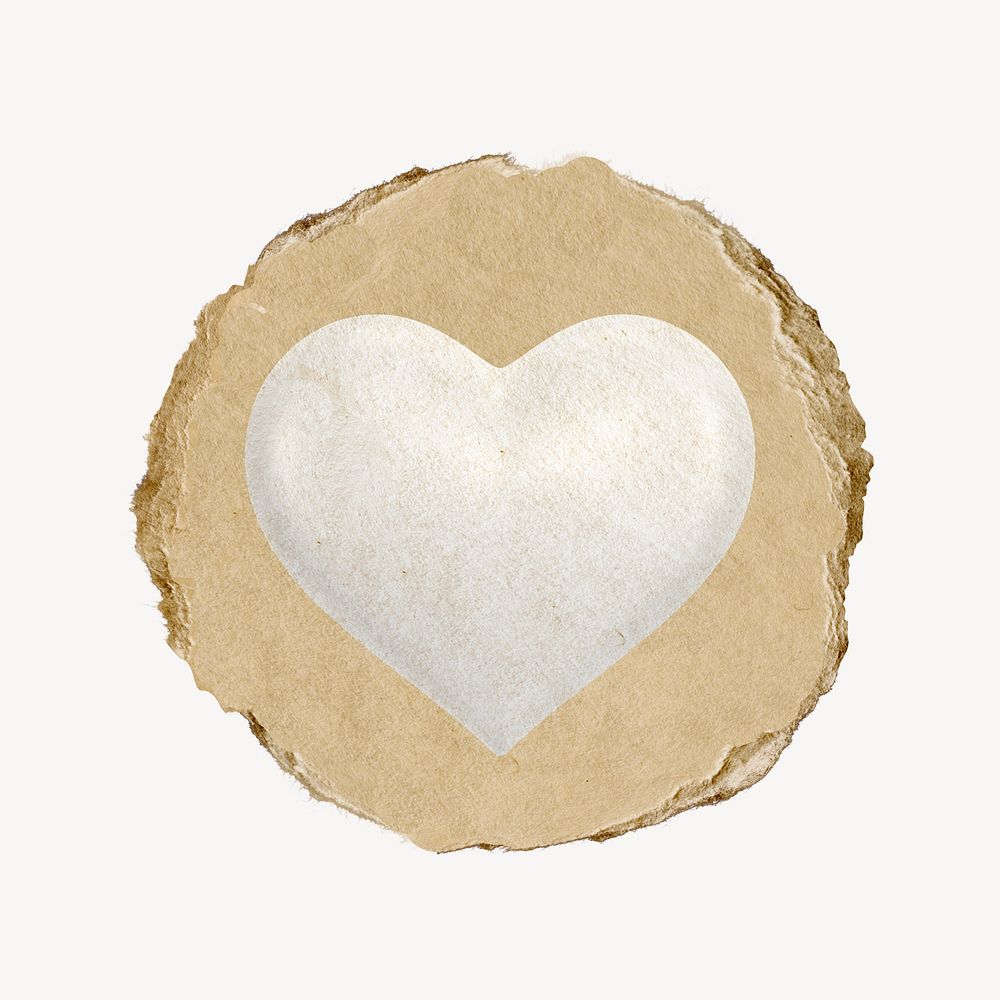 Heart, health icon, ripped paper badge
