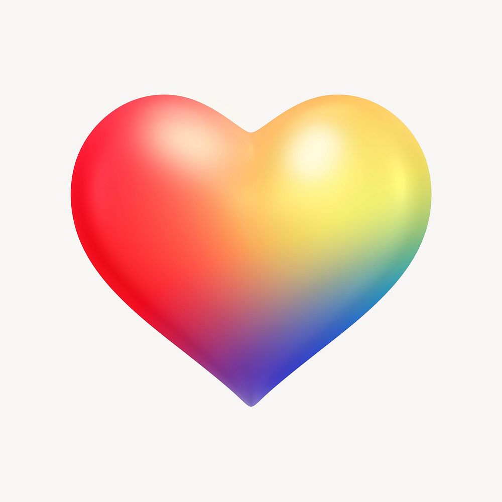LGTBQ heart, love icon, 3D rendering illustration