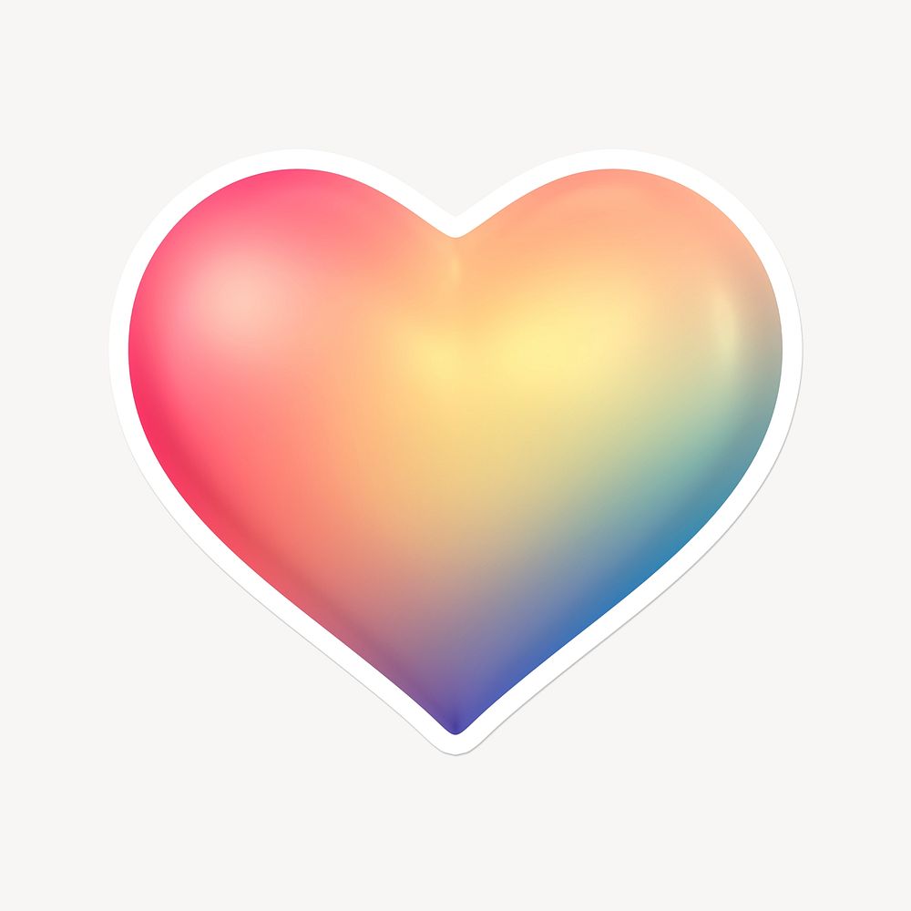 Heart, love icon sticker with white border
