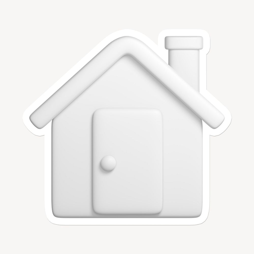 White house, home icon sticker with white border