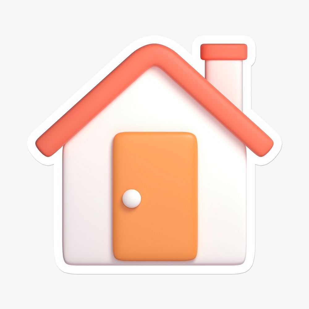House, home icon sticker with white border