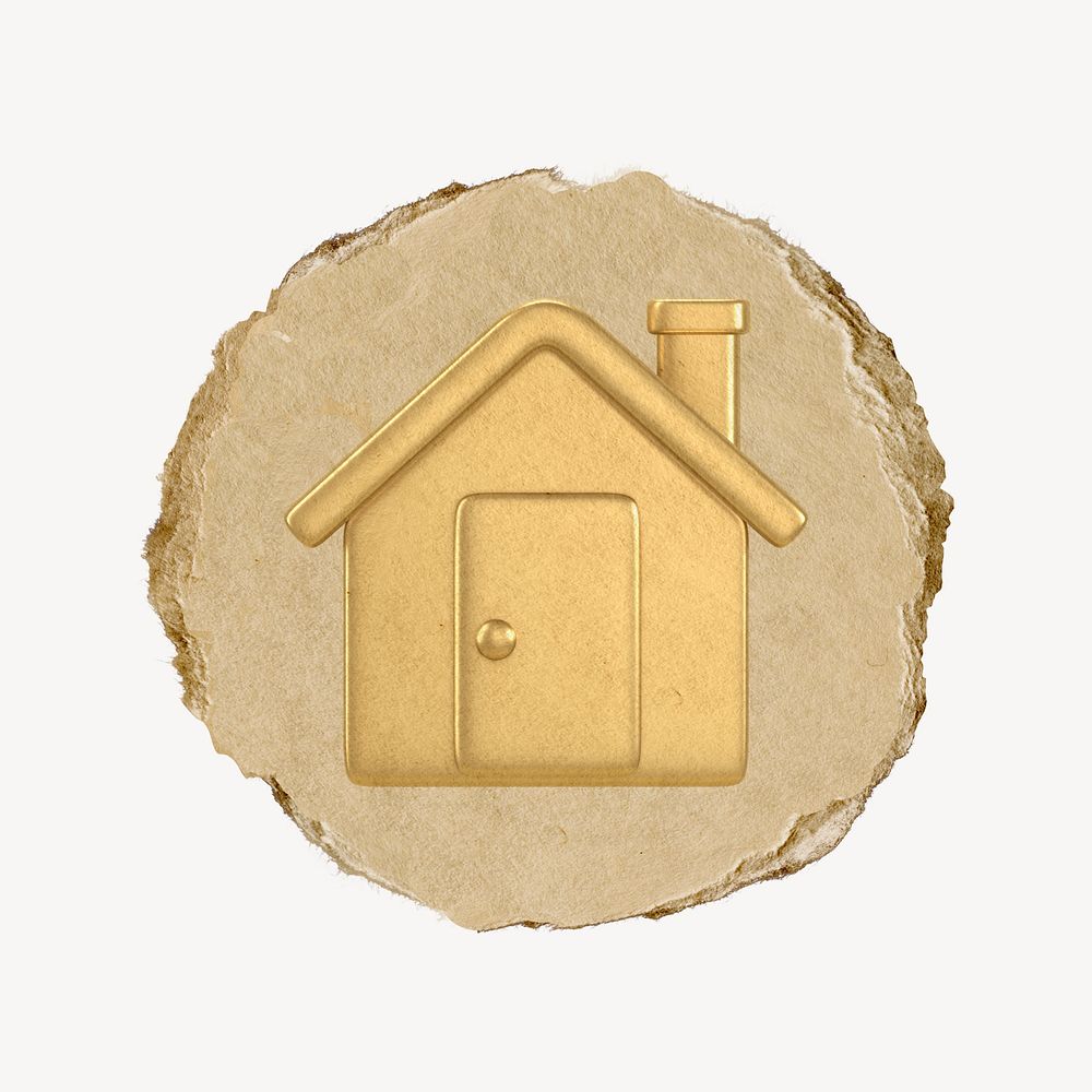 House, home screen icon, ripped paper badge