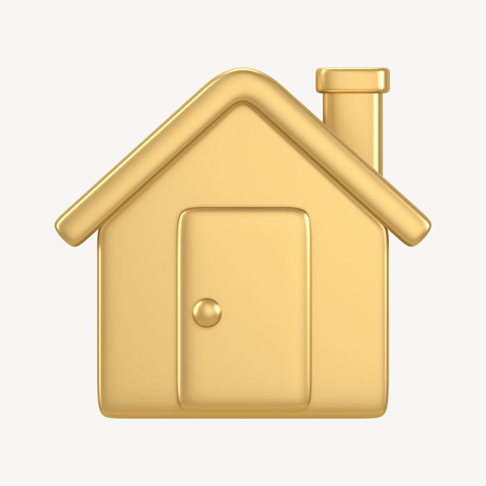 Gold house, home screen 3D icon sticker psd