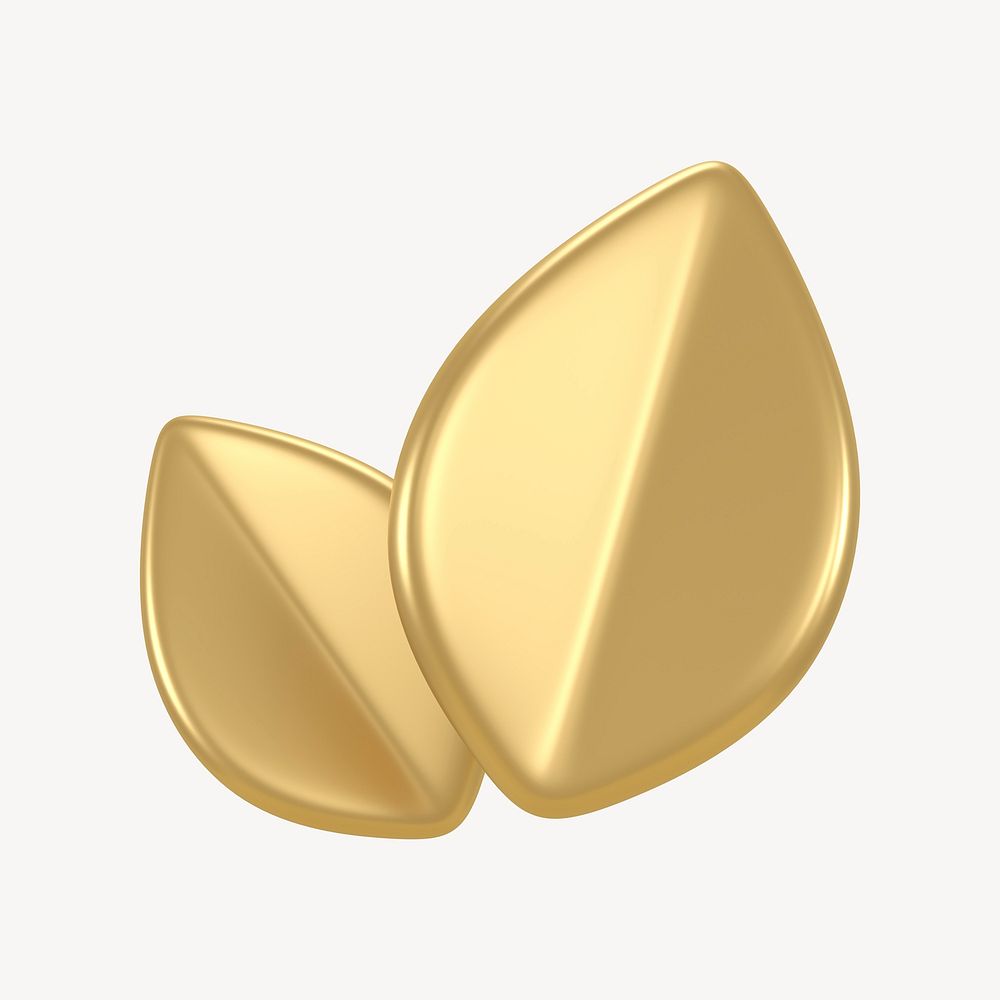 Gold leaf, environment icon, 3D rendering illustration