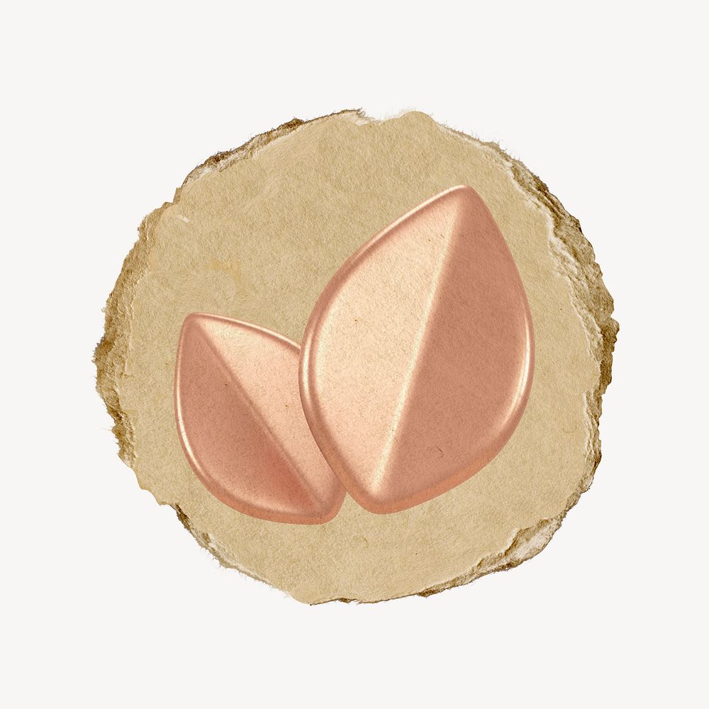 Leaf, environment icon sticker, ripped paper badge psd