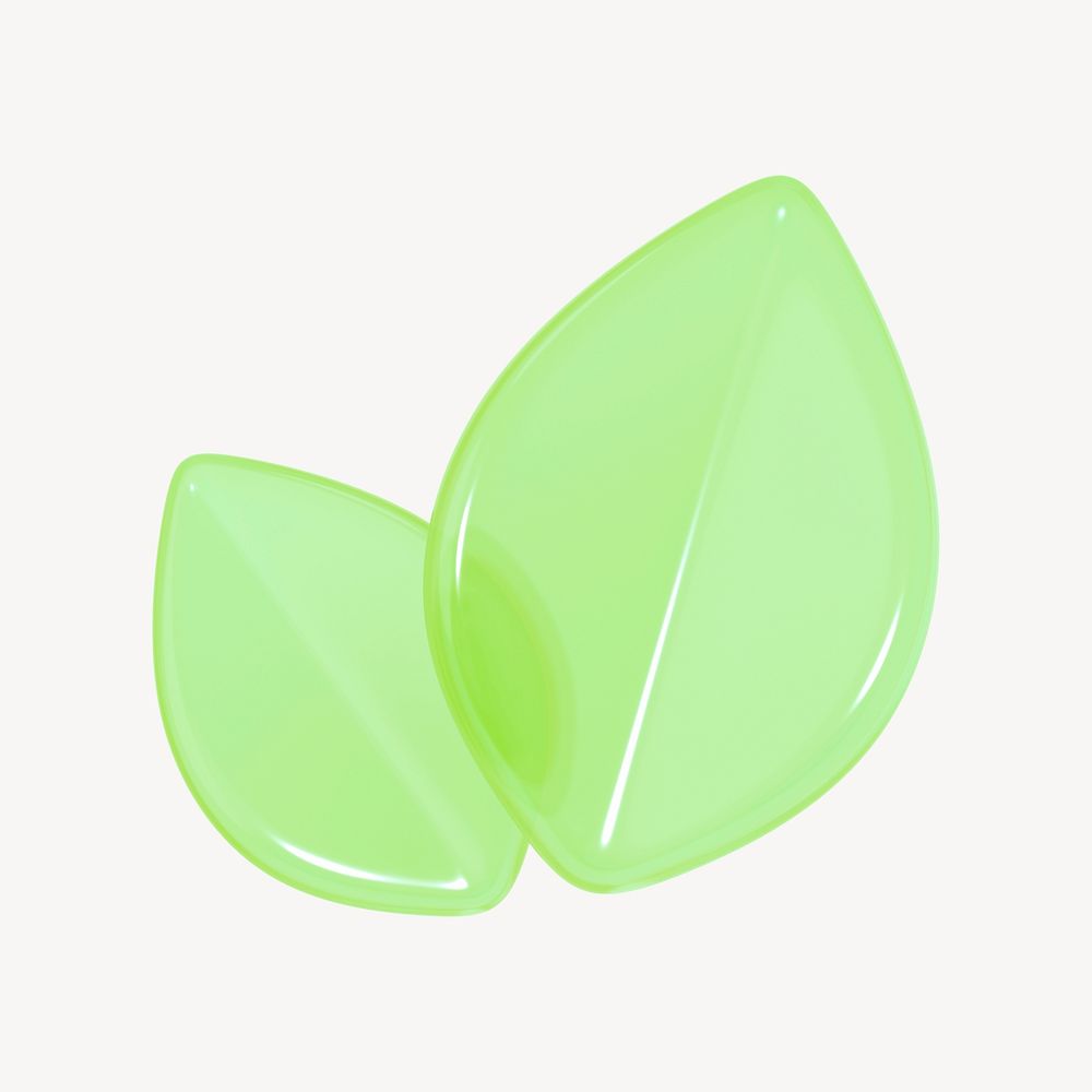 Matcha leaf, environment 3D icon sticker psd