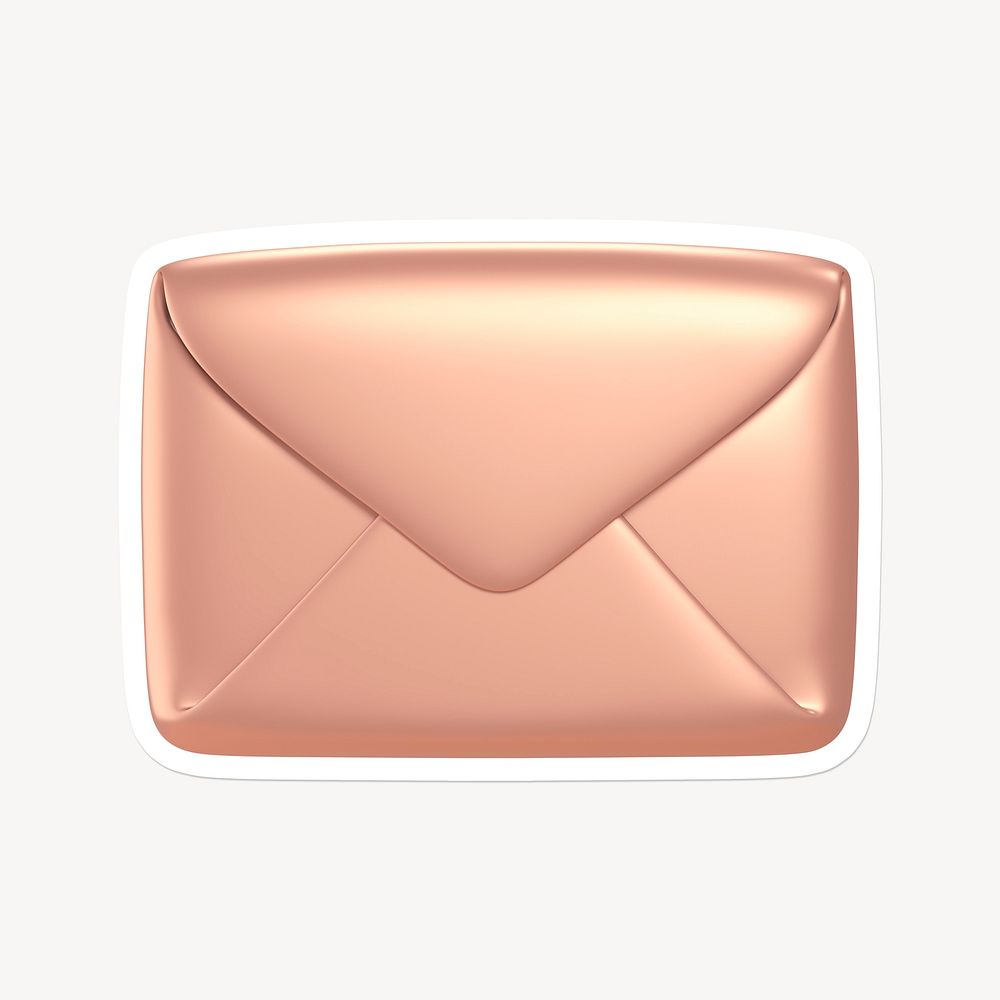 Envelope, email, rose gold message icon sticker with white border