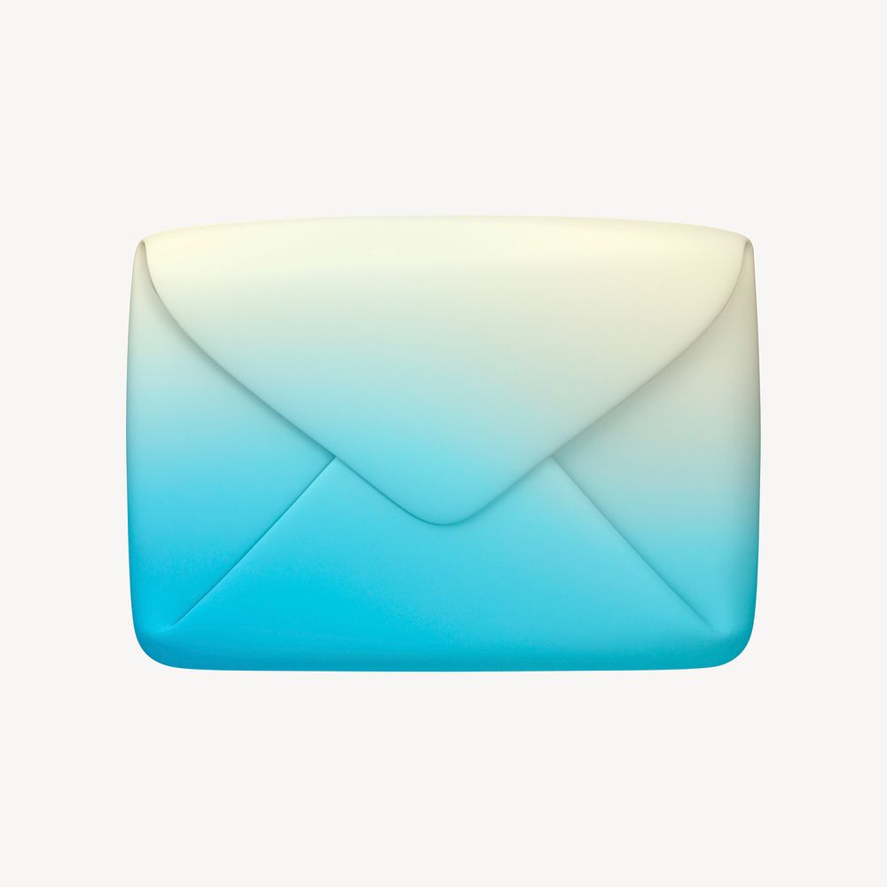 Blue envelope, email 3D icon sticker psd
