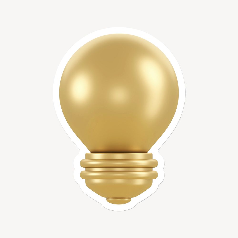 Light bulb icon, gold sticker with white border