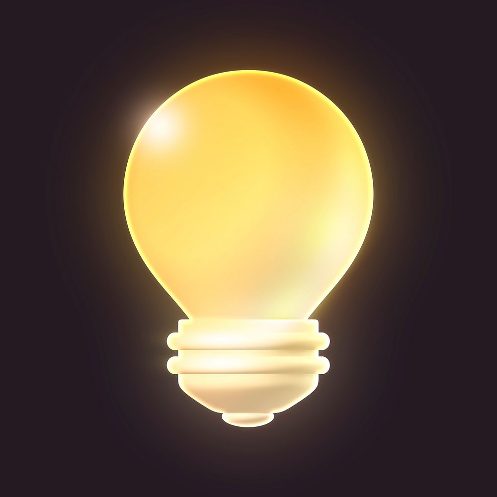 Light bulb icon, 3D rendering illustration