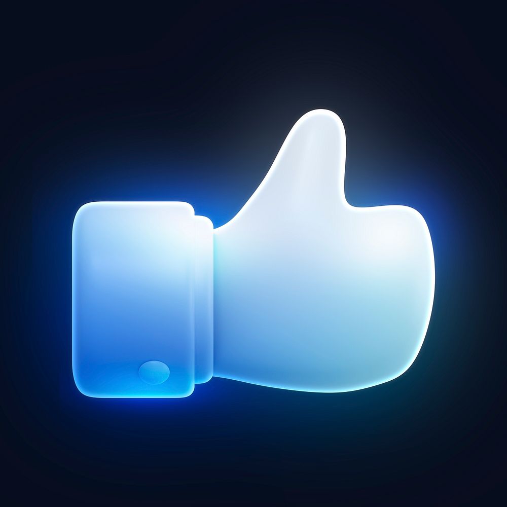Thumbs up icon, 3D rendering illustration