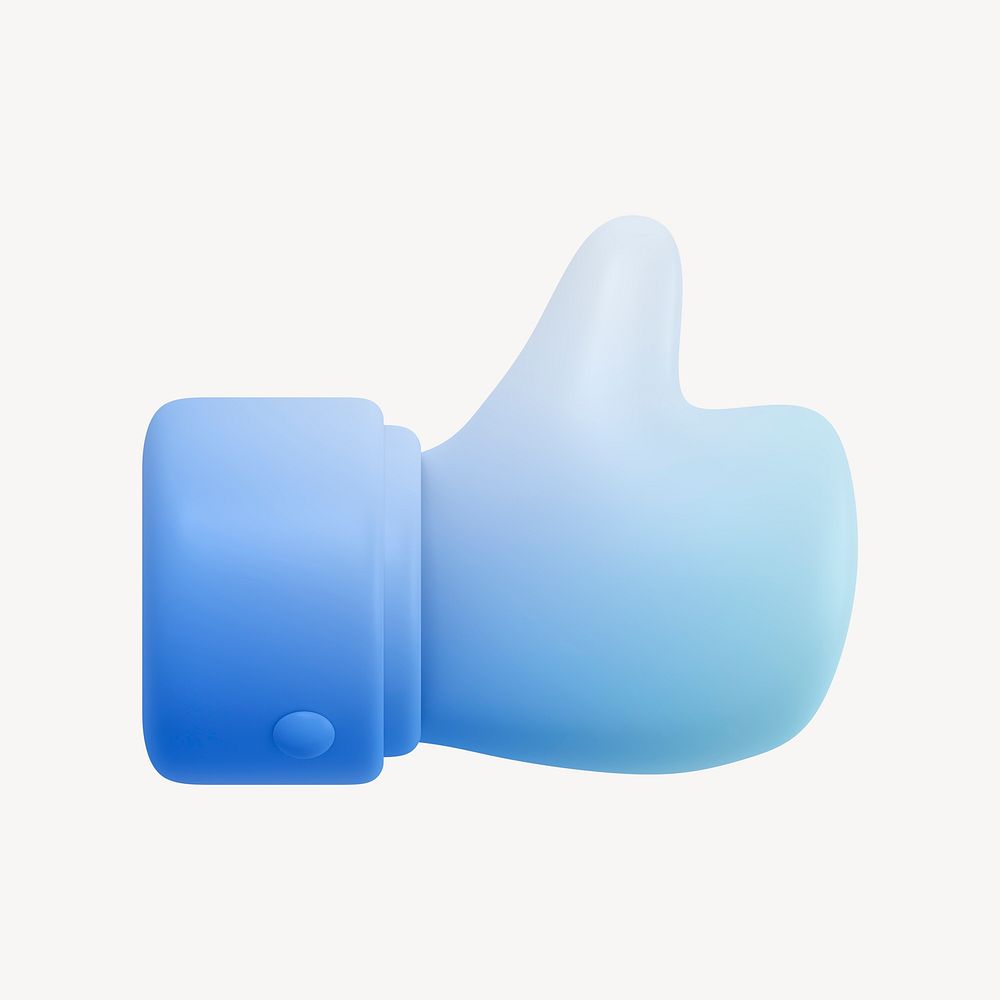 Thumbs up icon, 3D rendering illustration