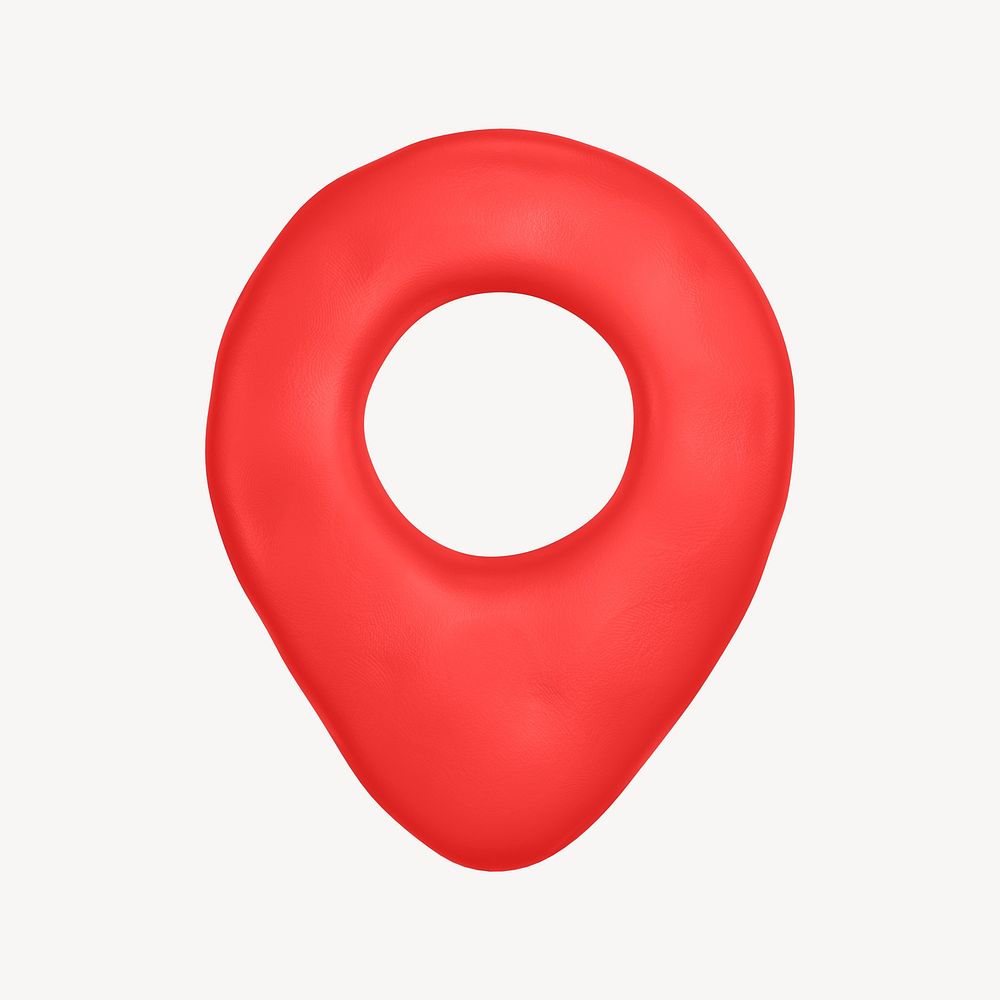 Clay location pin icon, 3D rendering illustration