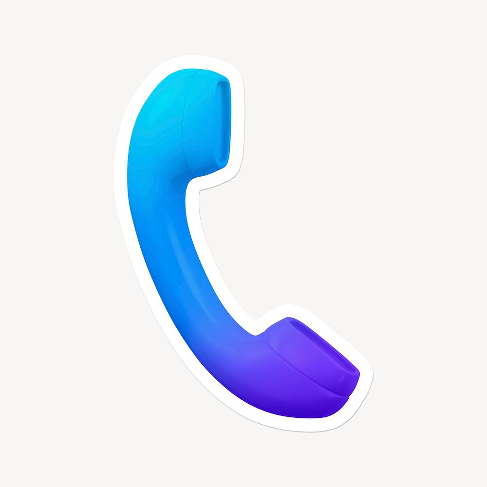 Telephone, contact icon sticker with white border