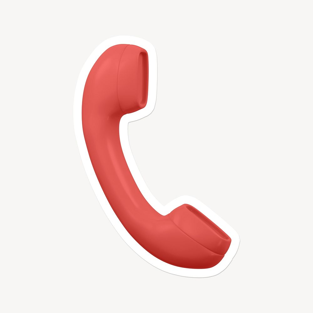 Telephone, missed call, contact icon sticker with white border