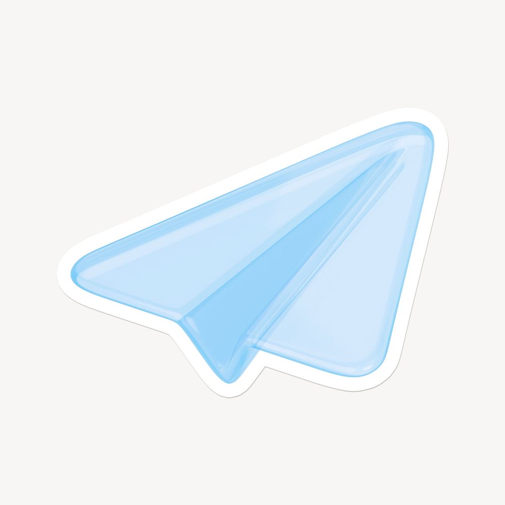 Paper plane, direct message icon sticker with white border