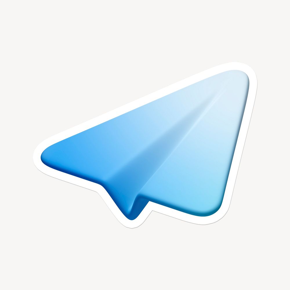 Paper plane, direct message icon sticker with white border