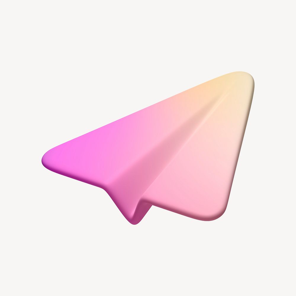 Pink paper plane, direct message icon, 3D rendering illustration