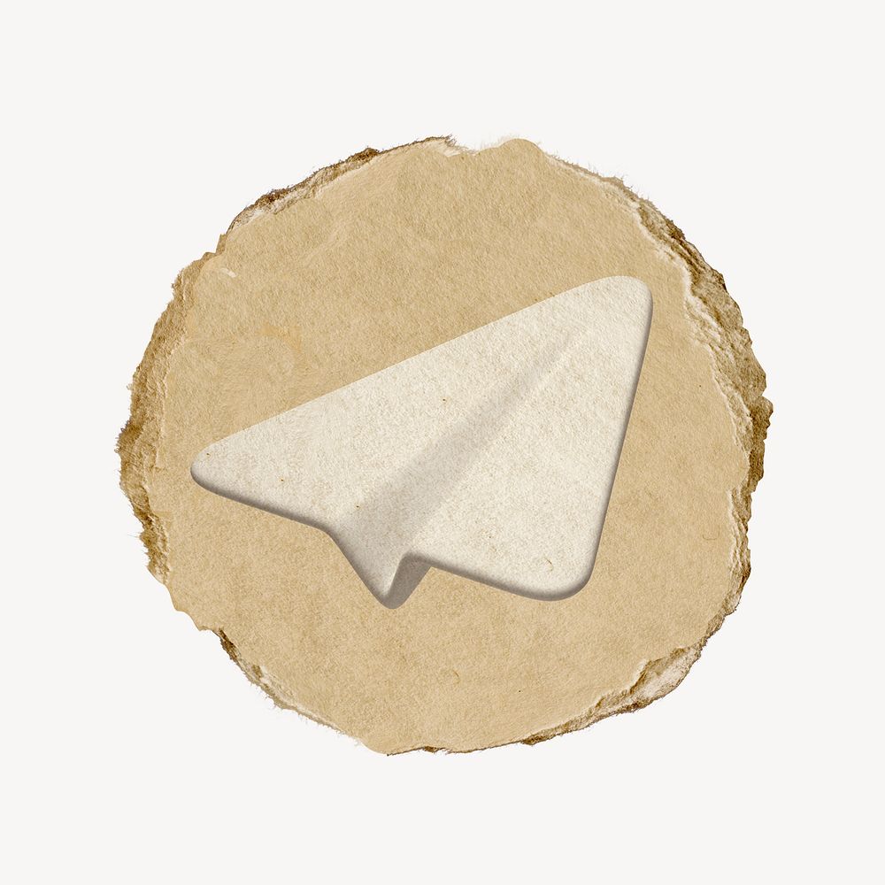 Paper plane, direct message icon, ripped paper badge