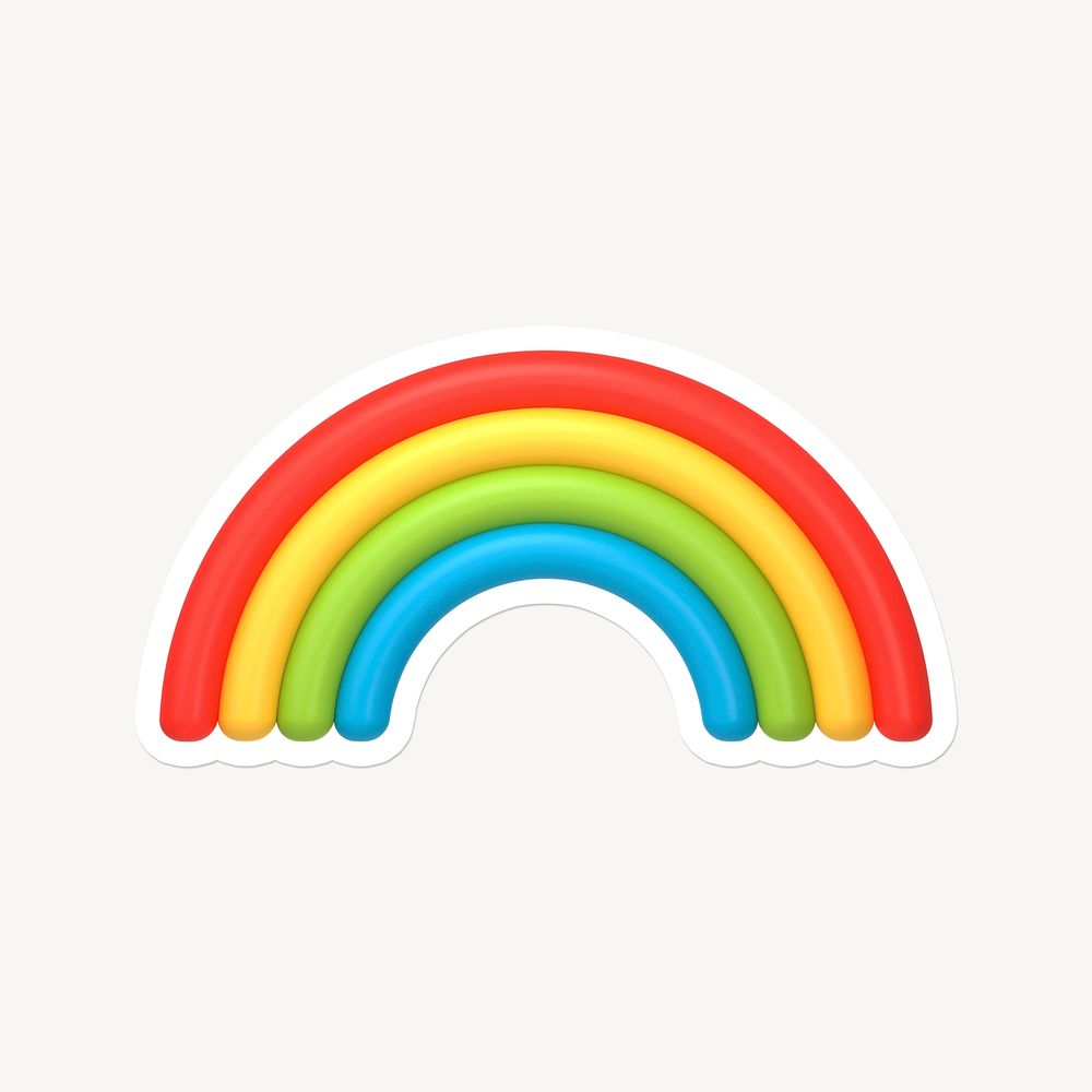 Rainbow icon sticker with white border