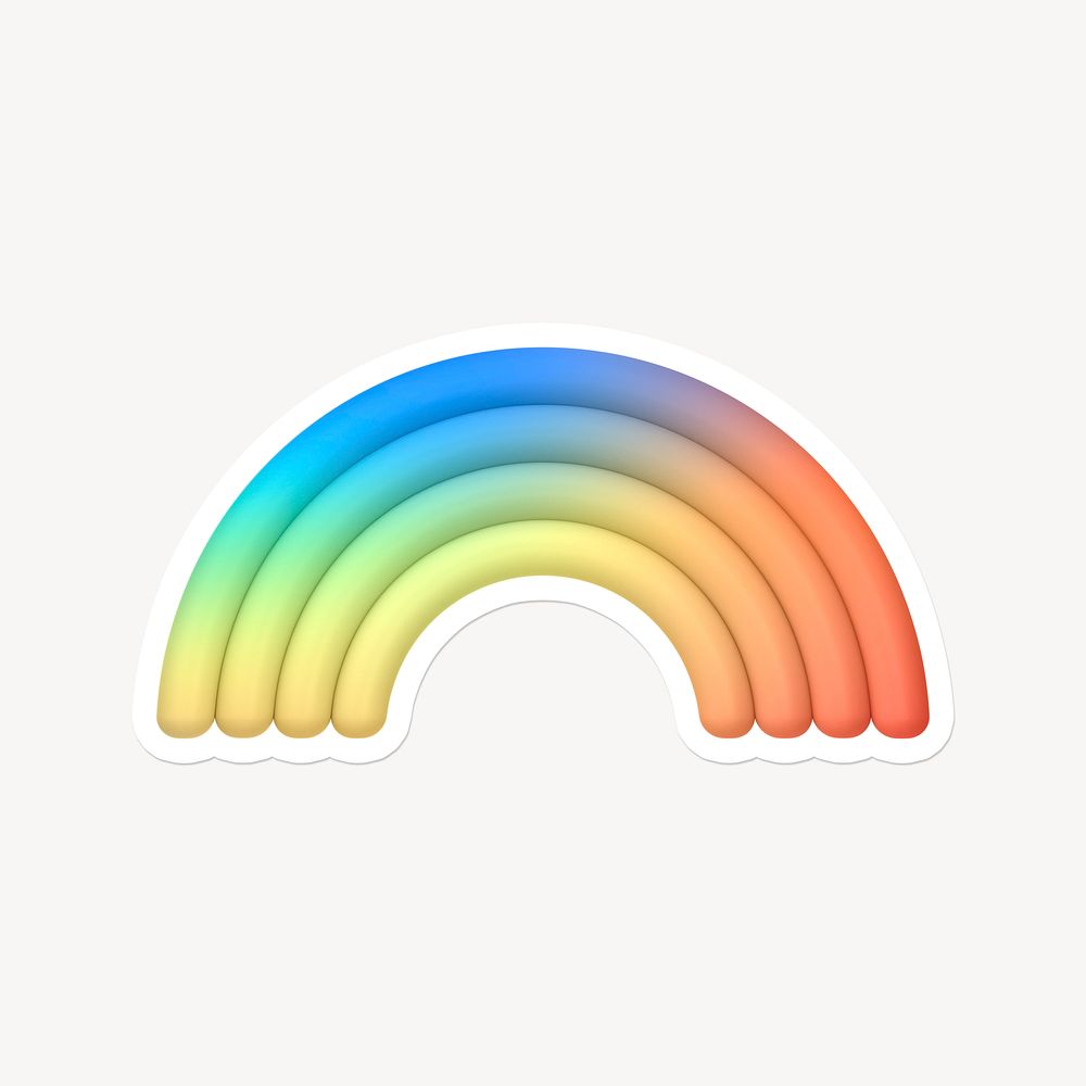 Rainbow icon sticker with white border