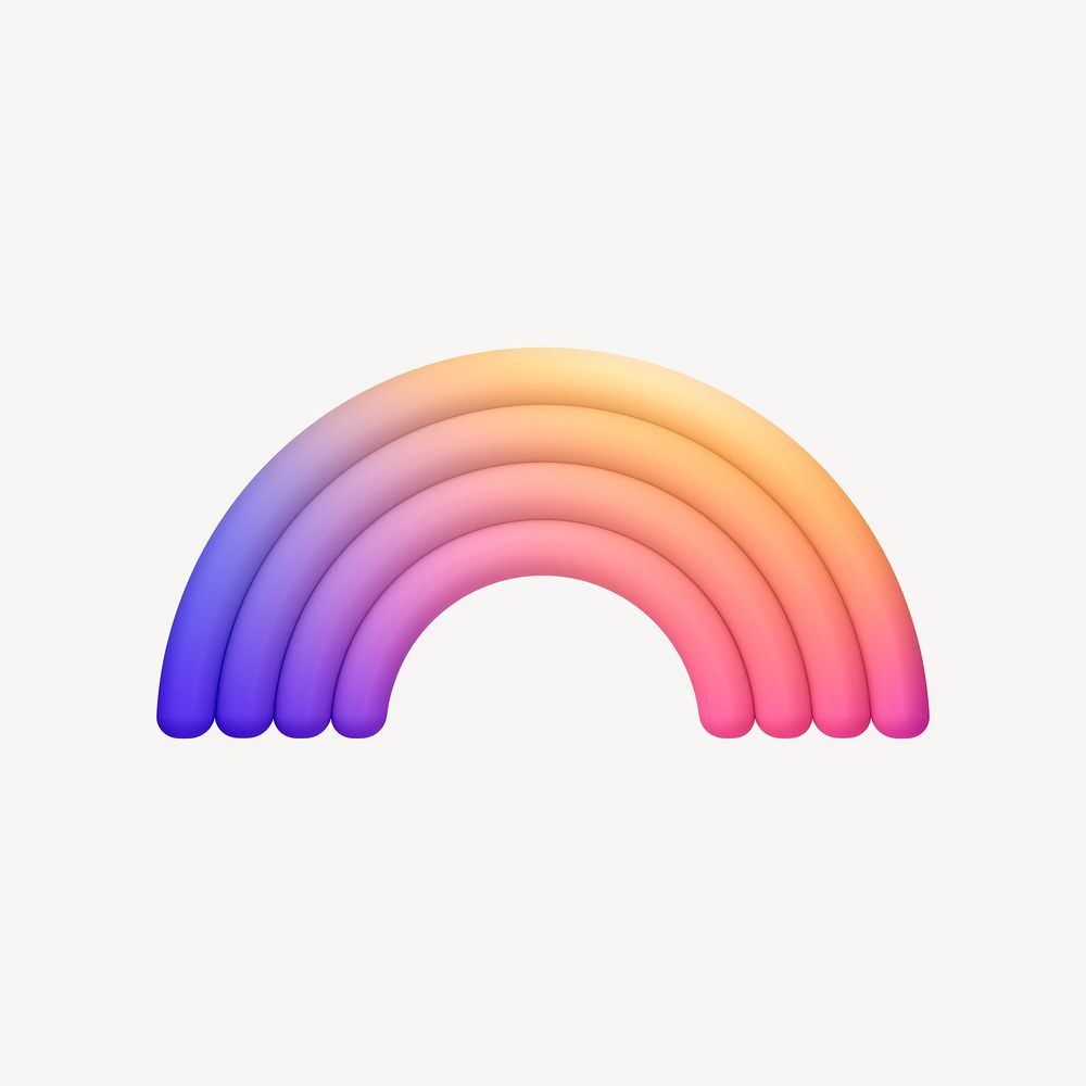 Rainbow 3D icon, colorful sticker psd