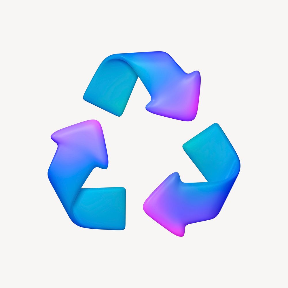 Blue recycle, environment 3D icon sticker psd