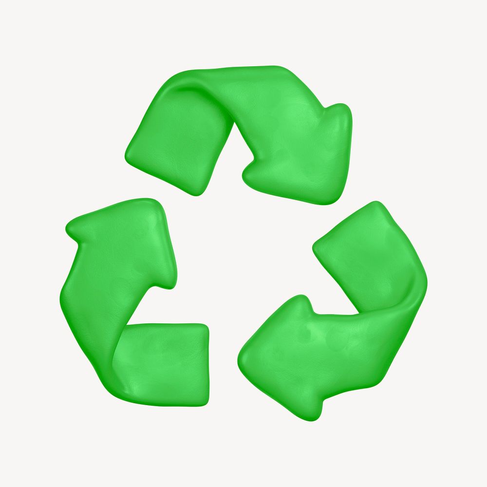 Green recycle, environment 3D icon sticker psd