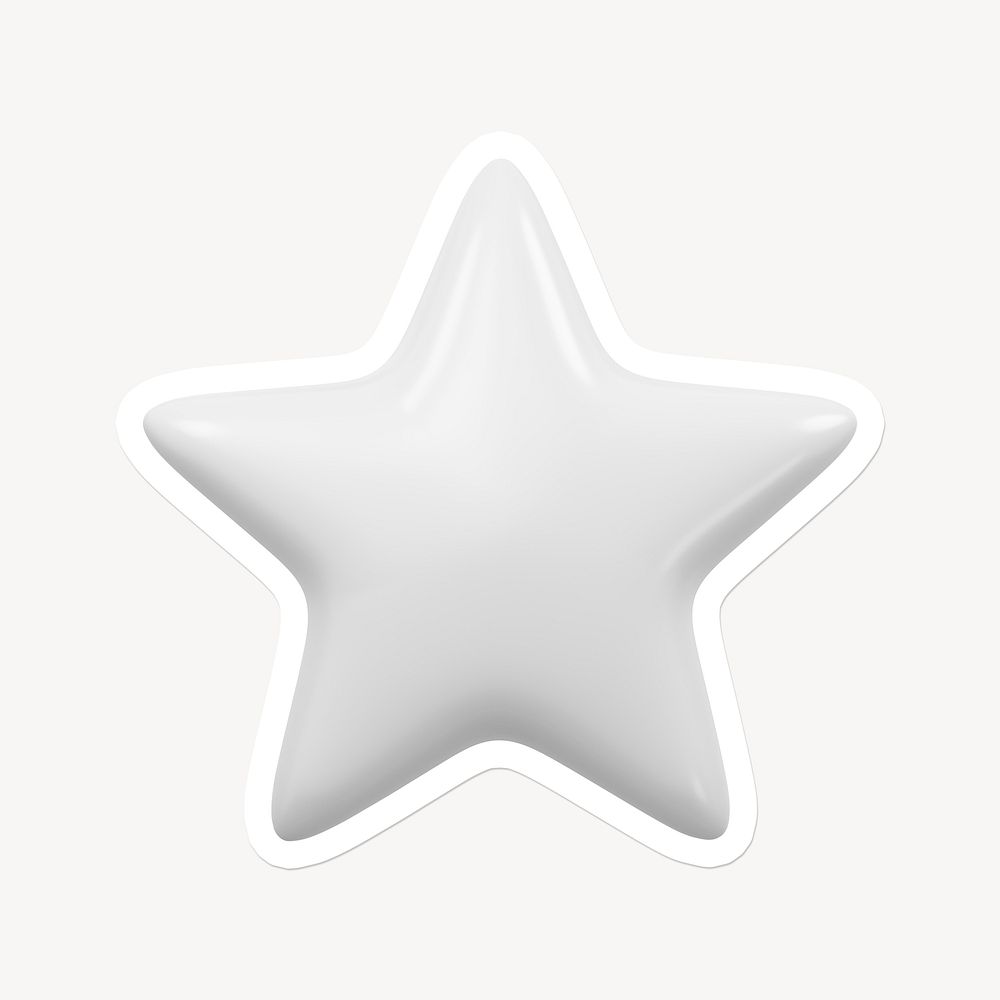 White star, favorite icon sticker with white border