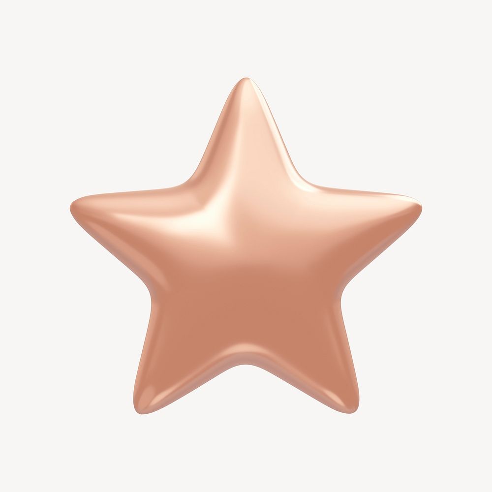 Pink star, favorite icon, 3D rendering illustration