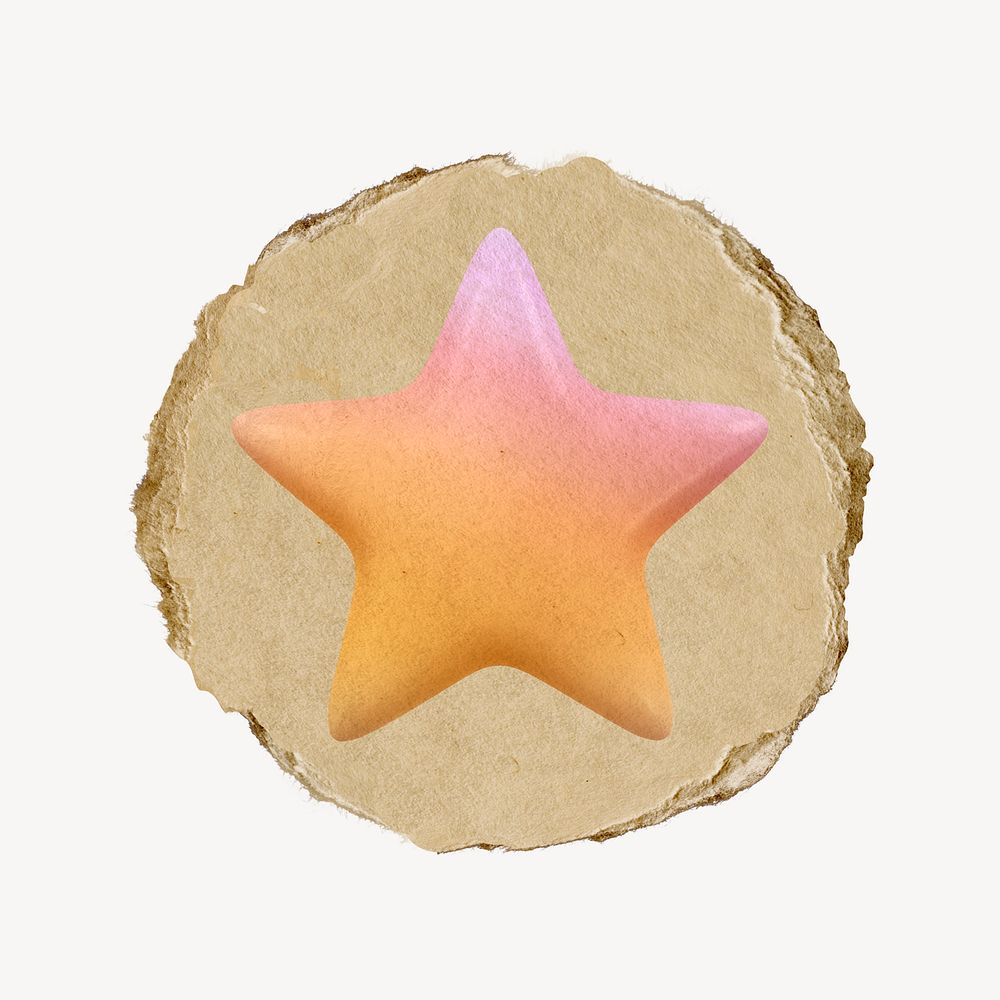 Star, favorite icon, ripped paper badge