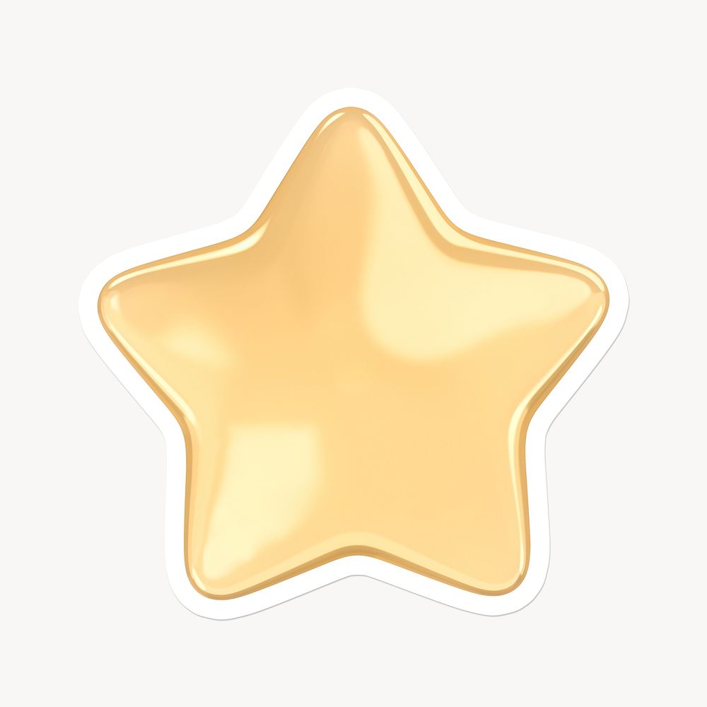 Star, favorite icon sticker with white border