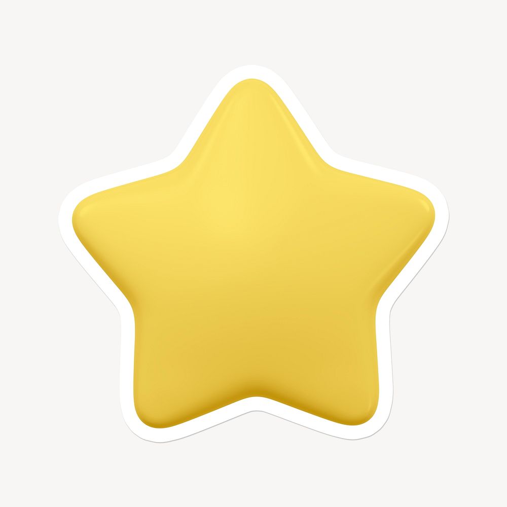 Star, favorite icon sticker with white border