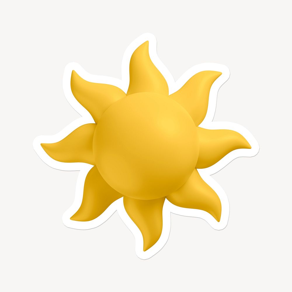 Sun, weather icon sticker with white border