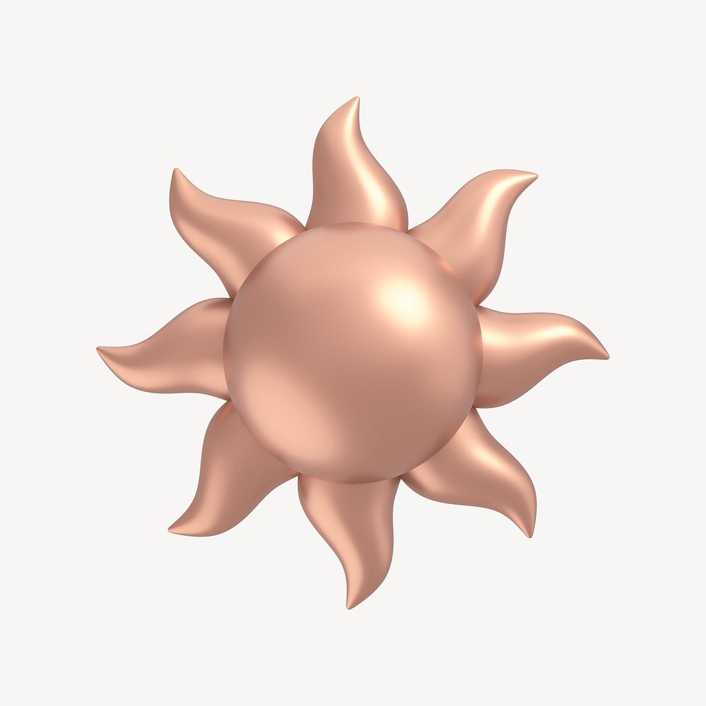 Sun, weather icon, pink 3D rendering illustration
