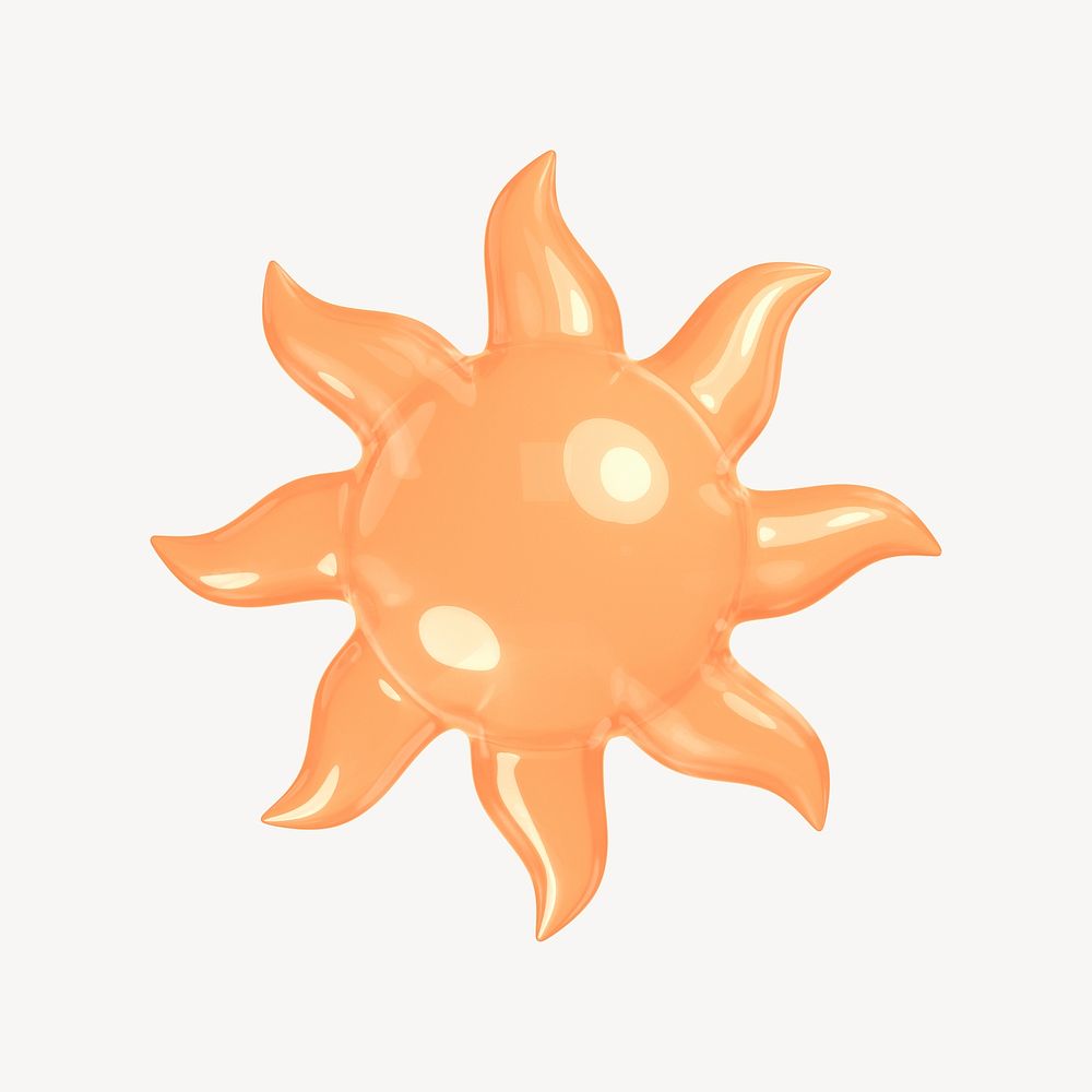 Sun, weather 3D icon sticker psd
