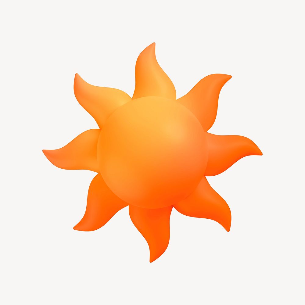 Sun, weather 3D icon sticker psd